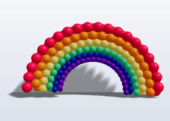 BalloonBuilder 3D balloon arch design — rainbow arch in real-time 3D
