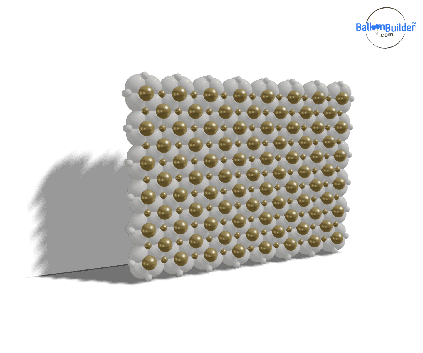 BalloonBuilder 3D link balloon X pattern wall design in white and gold