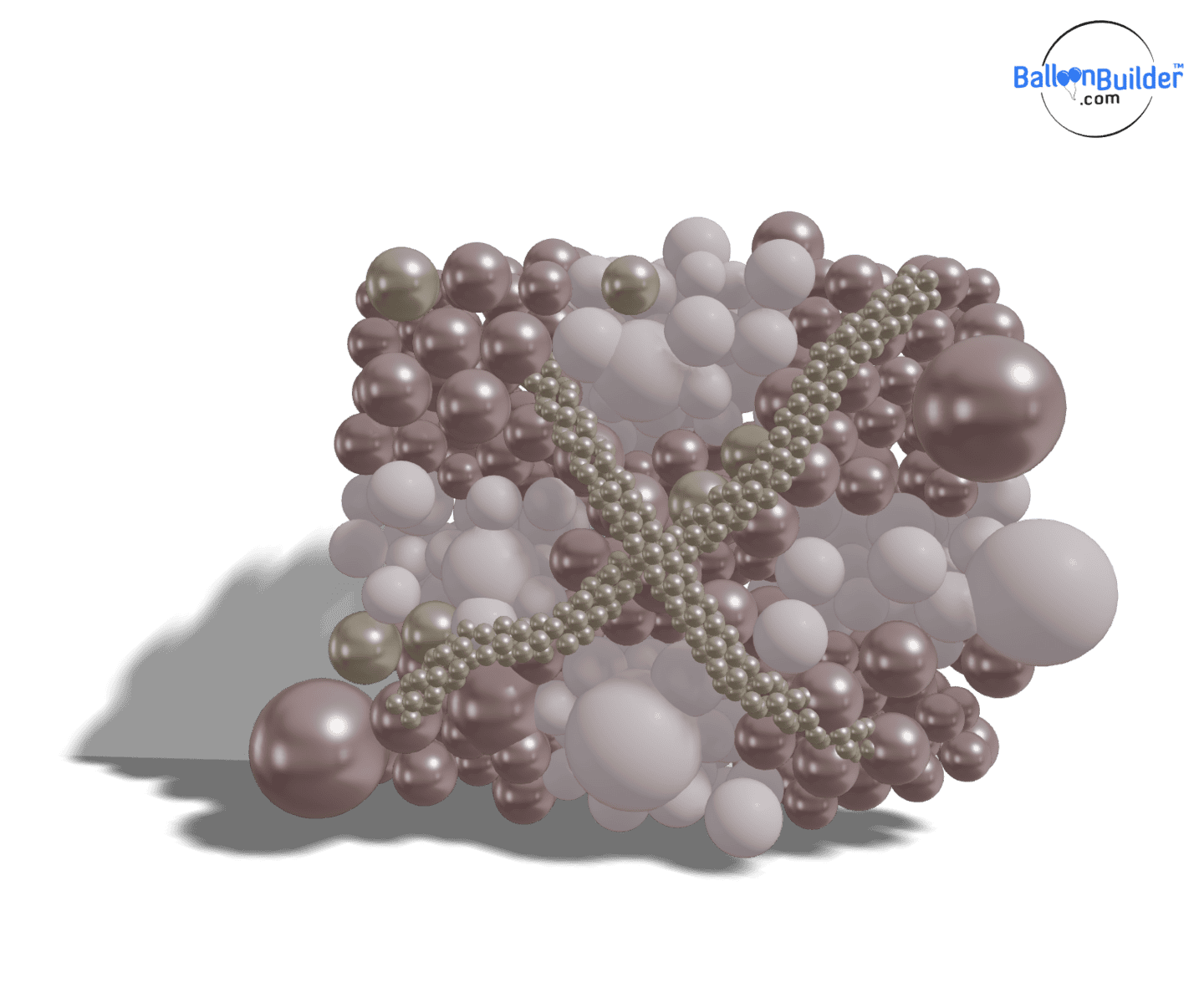 BalloonBuilder 3D organic balloon wall in pastel pink and chrome pink