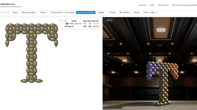 BalloonBuilder polished interface with 2D/3D split view and double wall functionality
