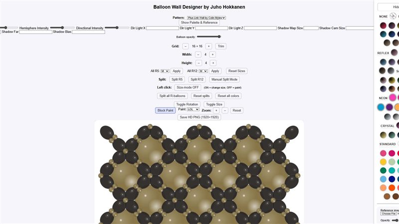 Early non-optimized balloon wall designer — the first version of what would become BalloonBuilder