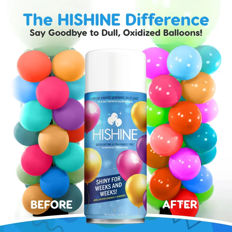 Balloons before and after Hi-Shine application — showing the difference between oxidized matte finish and restored glossy appearance