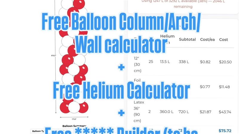 BalloonBuilder free tools — Balloon Calculator, Helium Calculator, and upcoming QuoteBuilder