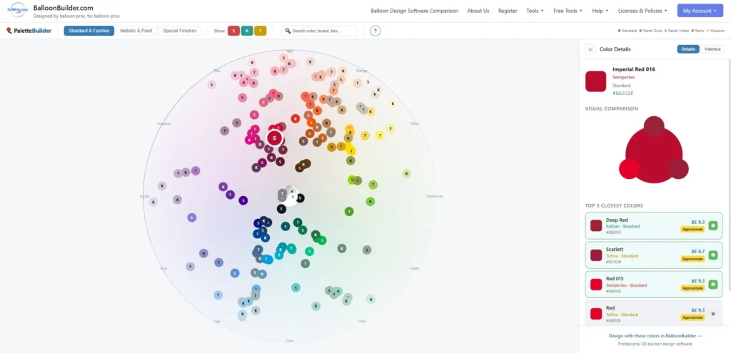 BalloonBuilder PaletteBuilder — compare balloon colors across brands and create custom palettes from images or color theory