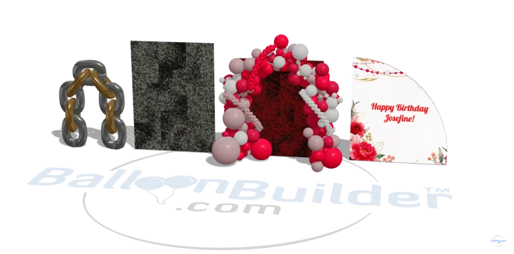 BalloonBuilder backdrops, organic balloon grland and arch, graphical wall panels, sequin wall panels