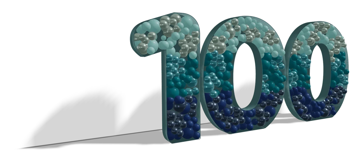 Mosaic 100 frame 3D design in navy, deep teal and aquamarine