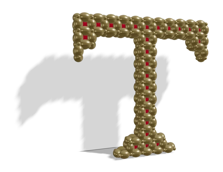 Letter T double layered grid wall 3D design