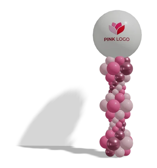 Balloon column with custom logo topper 3D design