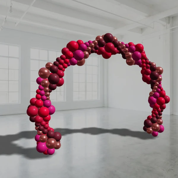 Red balloon arch with variable balloon sizes, designed in BalloonBuilder 3D balloon design software