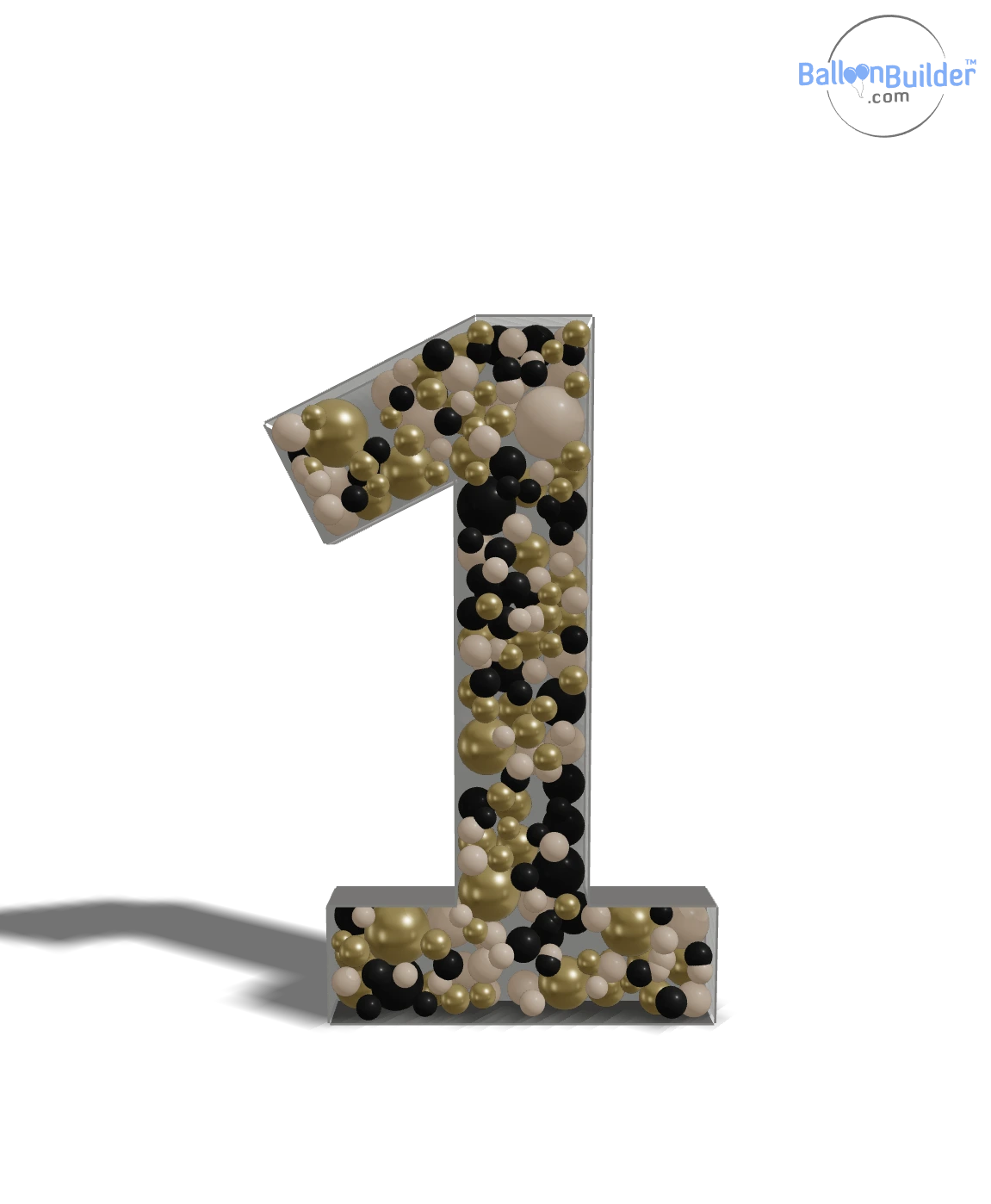 Balloon-filled mosaic number 1 template, font 1 of 6