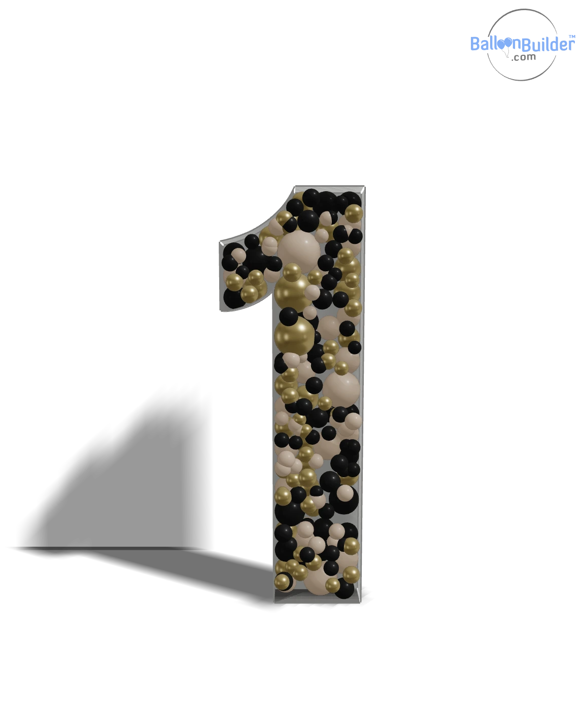 Balloon-filled mosaic number 1 template, font 2 of 6