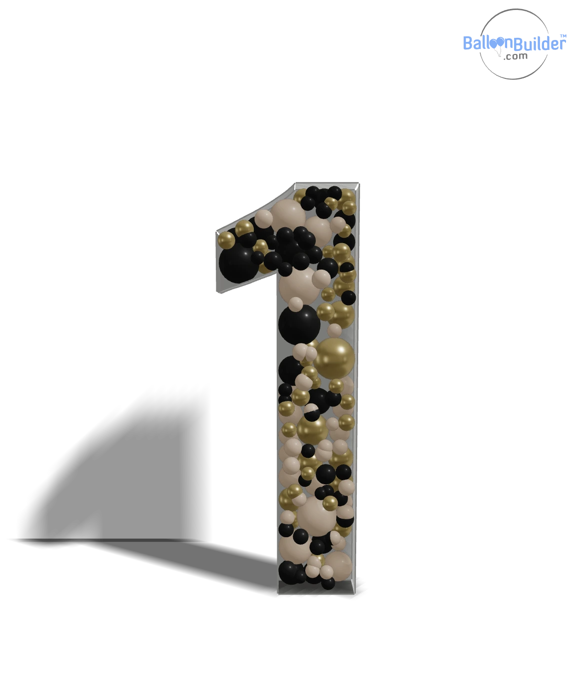Balloon-filled mosaic number 1 template, font 3 of 6