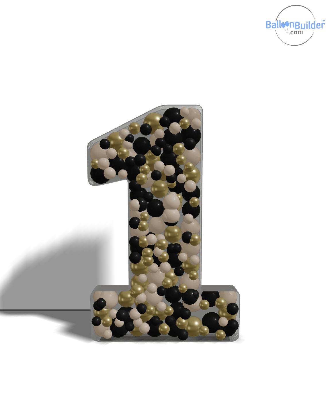Balloon-filled mosaic number 1 template, font 4 of 6