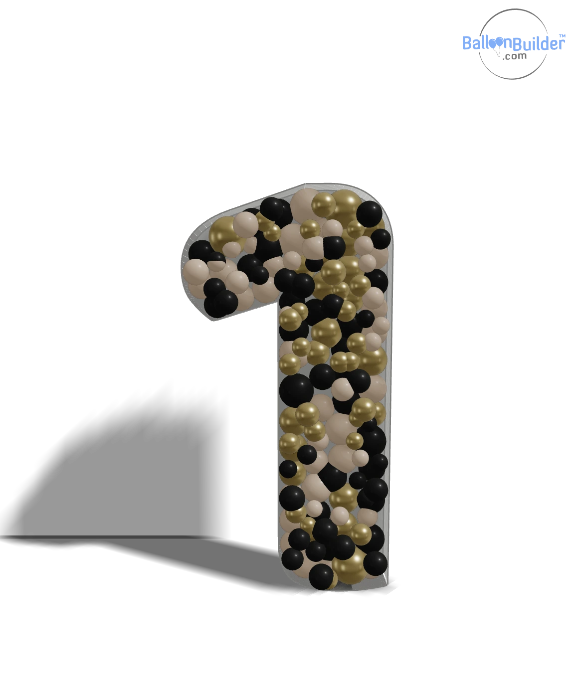 Balloon-filled mosaic number 1 template, font 5 of 6