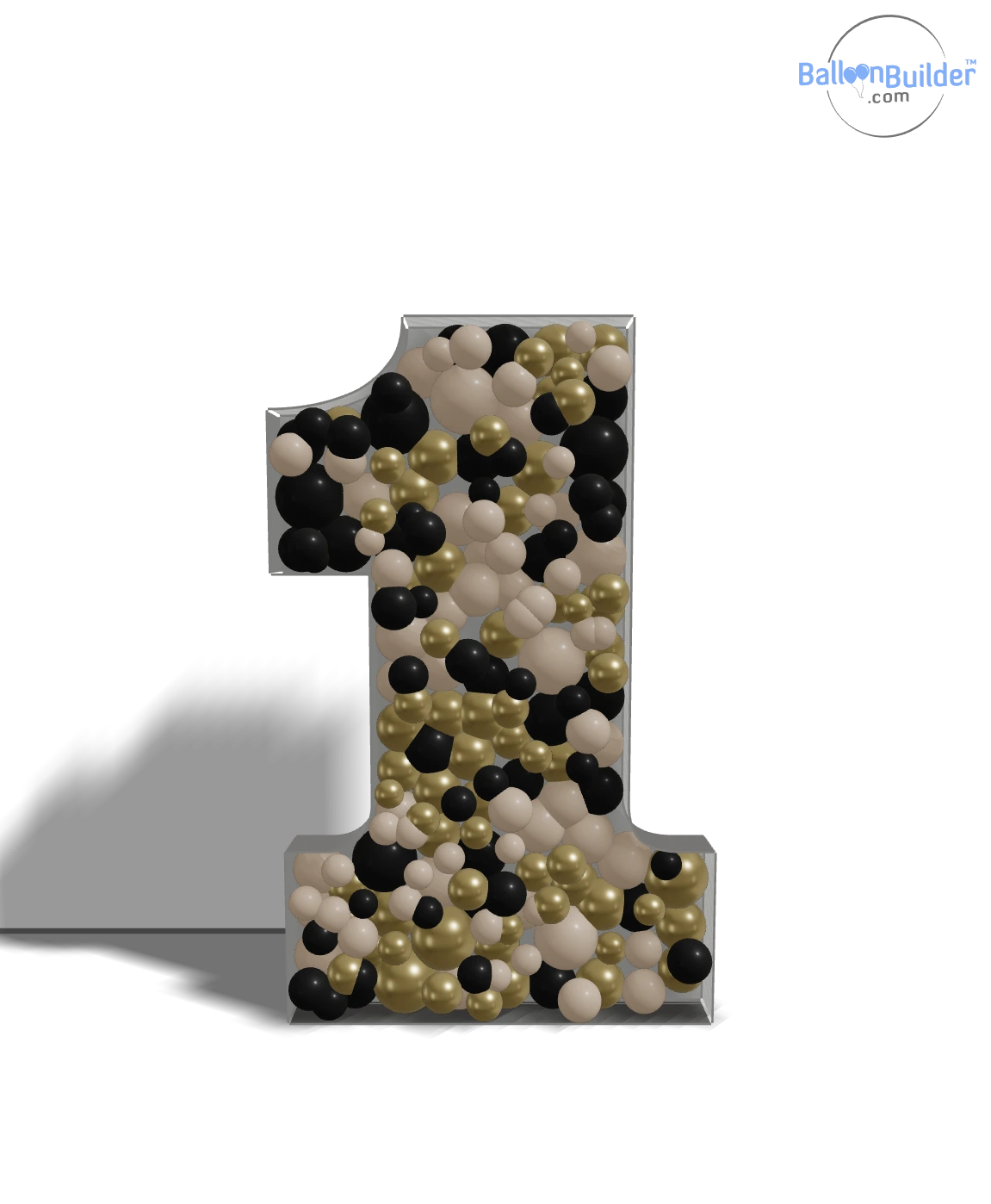 Balloon-filled mosaic number 1 template, font 6 of 6