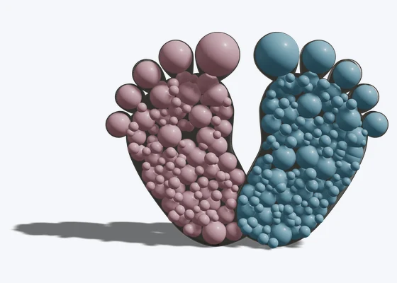 Baby feet mosaic frame in blue & pink — 3D balloon décor design example from BalloonBuilder