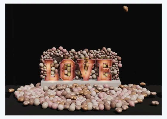 Balloon drop: LOVE marquee letters — 3D balloon décor design example from BalloonBuilder