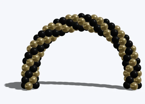 Black & gold 4-layer spiral arch — 3D balloon décor design example from BalloonBuilder