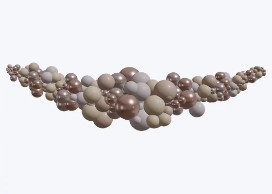 Blush & nude organic garland with rose gold accents — 3D balloon décor design example from BalloonBuilder