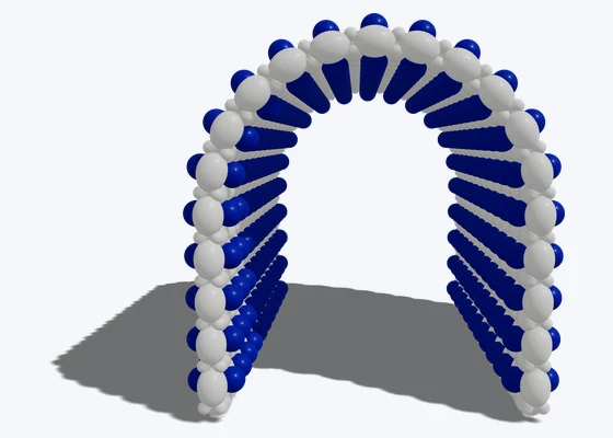 Brand-colour square tunnel — 3D balloon décor design example from BalloonBuilder