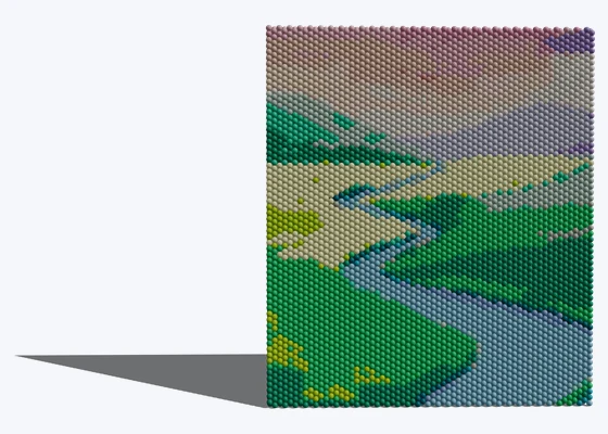 Landscape image backdrop in duplet square pack — 3D balloon décor design example from BalloonBuilder