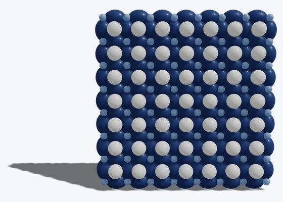 Navy & white link-grid backdrop — 3D balloon décor design example from BalloonBuilder