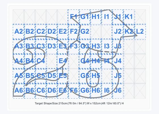 Printable page map for a mosaic frame — 3D balloon décor design example from BalloonBuilder