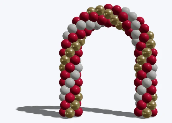 Red & white straight-sided entrance arch — 3D balloon décor design example from BalloonBuilder