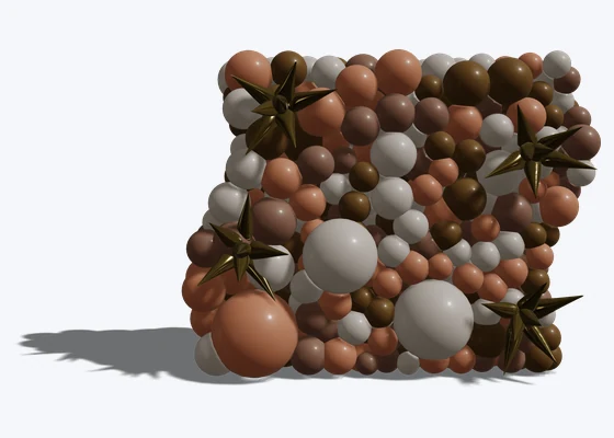 Terracotta organic backdrop with spikes — 3D balloon décor design example from BalloonBuilder