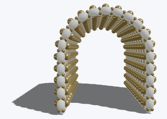 White & gold link-grid tunnel — 3D balloon décor design example from BalloonBuilder