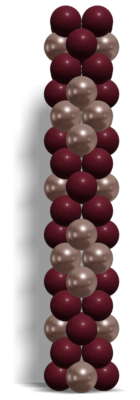 Criss-Cross Balloon Column — 3D render, 16 layers of 4 balloons in Sempertex Reflex Rose Gold 968, Merlot 018