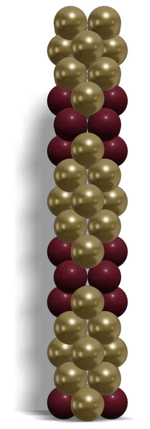 Large Diamond Balloon Column — 3D render, 16 layers of 4 balloons in Sempertex Merlot 018, Reflex Gold 970