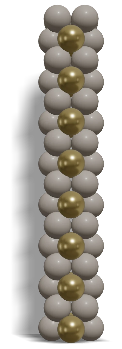 Polka Dot Balloon Column — 3D render, 16 layers of 4 balloons in Sempertex White Sand 071, Reflex Gold 970