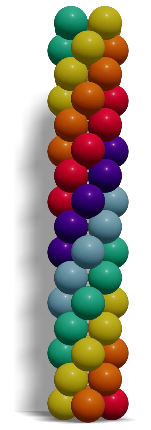 Rainbow Balloon Column — Fake Rainbow, 6 Colors — 3D render, 16 layers of 4 balloons in Sempertex Red 015, Orange 061, Yellow 020, Green 030, Blue 040, Violet 051
